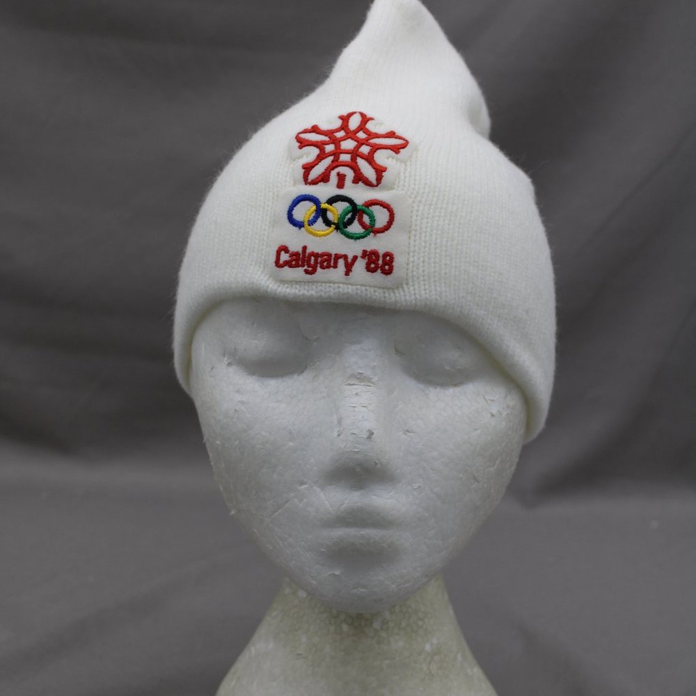 Vintage Toque / Beanie - Tri Point Calgary 1988 Olympics - Adult Stretch Fit
